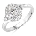 1.02 Ct Oval Lab Grown Diamond Prong Platinum Halo Bypass Bridal Ring by Fine Color Jewels