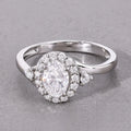 1.02 Ct Oval Lab Grown Diamond Prong Platinum Halo Bypass Bridal Ring by Fine Color Jewels