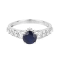 1.03 Ct Round Blue Sapphire & Diamond Prong 10k Gold Bridge Engagement Ring by Fine Color Jewels