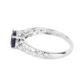 1.03 Ct Round Blue Sapphire & Diamond Prong 10k Gold Bridge Engagement Ring by Fine Color Jewels