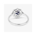 1.03 Ct Round Blue Sapphire & Lab Grown Diamond Prong 10K Gold Bridge Halo Ring by Fine Color Jewels