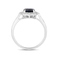 1.03 Ct Round Blue Sapphire & Lab Grown Diamond Prong 10K Gold Bridge Halo Ring by Fine Color Jewels