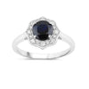 1.03 Ct Round Blue Sapphire & Lab Grown Diamond Prong 10K Gold Bridge Halo Ring