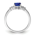 1.04 Ct Oval Blue Sapphire & Diamond Prong Rhodium Over Silver Five Stone Ring by Fine Color Jewels