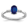 1.04 Ct Oval Blue Sapphire & Diamond Prong Rhodium Over Silver Five Stone Ring