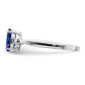 1.04 Ct Oval Blue Sapphire & Diamond Prong Rhodium Over Silver Five Stone Ring by Fine Color Jewels