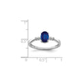 1.04 Ct Oval Blue Sapphire & Diamond Prong Rhodium Over Silver Five Stone Ring by Fine Color Jewels