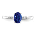 1.04 Ct Oval Blue Sapphire & Diamond Prong Rhodium Over Silver Five Stone Ring by Fine Color Jewels
