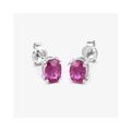1.04 Ct Oval Pink Ruby Prong 10K Gold Stud Earrings by Fine Color Jewels