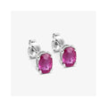 1.04 Ct Oval Pink Ruby Prong 10K Gold Stud Earrings by Fine Color Jewels
