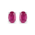 1.04 Ct Oval Pink Ruby Prong 10K Gold Stud Earrings by Fine Color Jewels