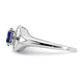 1.05 Ct Created Sapphire & Diamond Prong Rhodium-Plated Sterling Silver Halo Ring by Fine Color Jewels