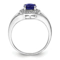 1.05 Ct Created Sapphire & Diamond Prong Rhodium-Plated Sterling Silver Halo Ring by Fine Color Jewels