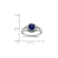 1.05 Ct Created Sapphire & Diamond Prong Rhodium-Plated Sterling Silver Halo Ring by Fine Color Jewels