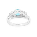 1.05 Ct Cushion Blue Natural Paraiba Apatite Prong Rhodium Plated Sterling Silver Baguette Accents Five Stone Ring by Fine Color Jewels
