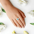 1.05 Ct Cushion Blue Natural Paraiba Apatite Prong Rhodium Plated Sterling Silver Baguette Accents Five Stone Ring by Fine Color Jewels