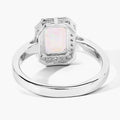 1.05 Ct Octagon Ethiopian Opal and Lab Diamond Prong Silver Halo Ring by Fine Color Jewels