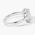 1.05 Ct Octagon Ethiopian Opal and Lab Diamond Prong Silver Halo Ring by Fine Color Jewels