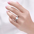 1.05 Ct Octagon White Ethiopian Opal and Lab Diamond Prong Silver Pave Bridge Ring by Fine Color Jewels