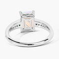1.05 Ct Octagon White Ethiopian Opal and Lab Diamond Prong Silver Pave Bridge Ring by Fine Color Jewels