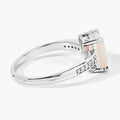 1.05 Ct Octagon White Ethiopian Opal and Lab Diamond Prong Silver Pave Bridge Ring by Fine Color Jewels