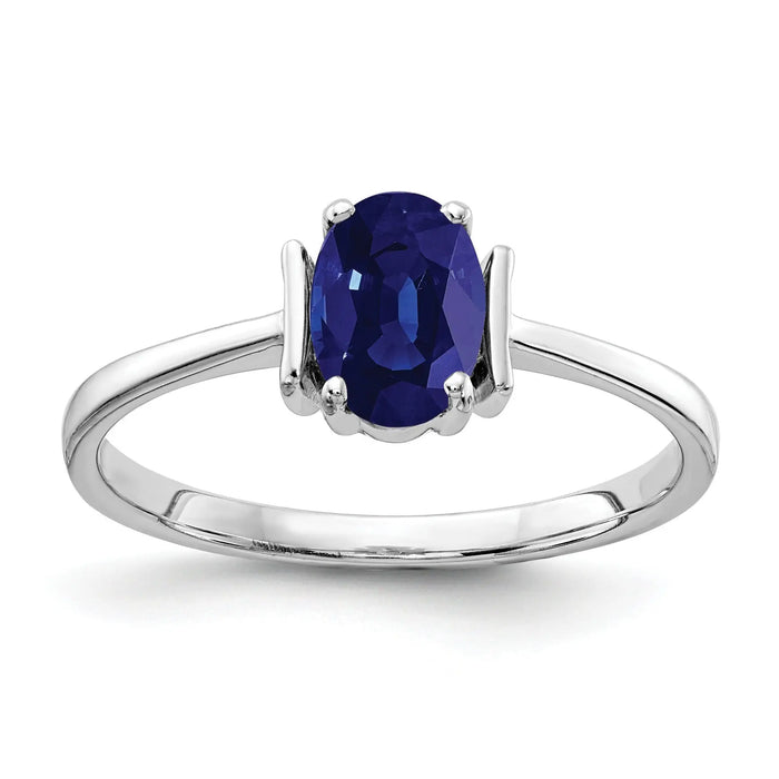 1.05 Ct Oval Blue Sapphire 14K White Gold Classic Solitaire Ring by Fine Color Jewels