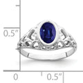 1.05 Ct Oval Blue Sapphire Bezel 14K White Gold Solitaire Filigree Ring by Fine Color Jewels