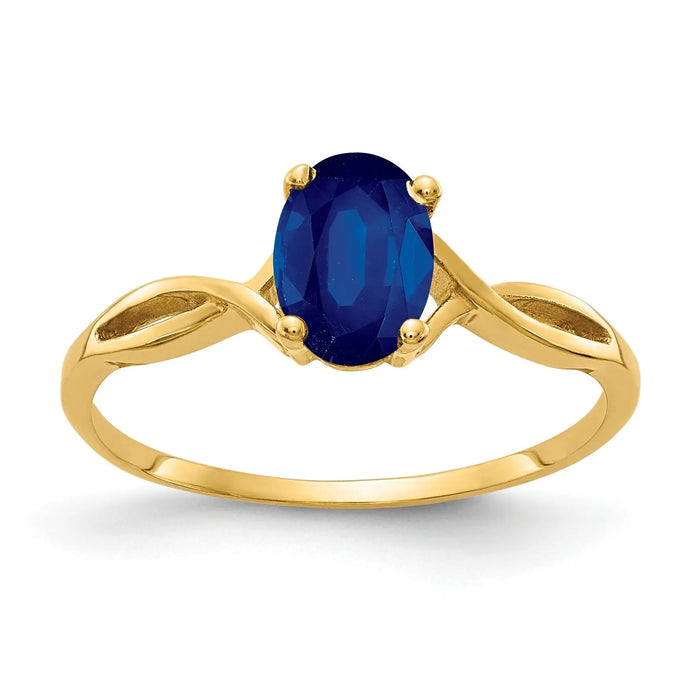 1.05 Ct Oval Blue Sapphire Prong 14K Yellow Gold Crisscross Solitaire Ring by Fine Color Jewels