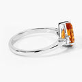 1.05 Ct Pear Yellow Madeira Citrine and Lab Diamond Prong Silver Three Stone Ring by Fine Color Jewels