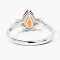 1.05 Ct Pear Yellow Madeira Citrine and Lab Diamond Prong Silver Three Stone Ring by Fine Color Jewels