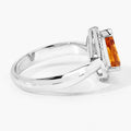 1.05 Ct Pear Yellow Madeira Citrine and Lab Diamond Prong Silver Halo Ring by Fine Color Jewels