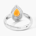 1.05 Ct Pear Yellow Madeira Citrine and Lab Diamond Prong Silver Halo Ring by Fine Color Jewels