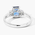 1.07 Ct Octagon London Blue Topaz and Diamond Prong Silver Three Stone Ring by Fine Color Jewels