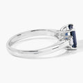 1.07 Ct Octagon London Blue Topaz and Diamond Prong Silver Three Stone Ring by Fine Color Jewels