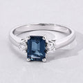 1.07 Ct Octagon London Blue Topaz and Diamond Prong Silver Three Stone Ring by Fine Color Jewels