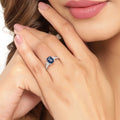 1.07 Ct Octagon London Blue Topaz and Diamond Prong Silver Three Stone Ring by Fine Color Jewels
