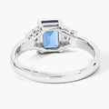 1.07 Ct Octagon London Blue Topaz and Lab Diamond Prong Silver Cocktail Ring by Fine Color Jewels