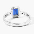1.07 Ct Octagon London Blue Topaz and Lab Diamond Prong Silver Pave Bridge Ring by Fine Color Jewels