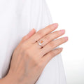 1.08 Ct Pear Lab Created Peach Sapphire and Moissanite Prong Silver Crown Ring by Fine Color Jewels