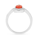 1.08 Ct Pear Lab Created Peach Sapphire and Moissanite Prong Silver Crown Ring by Fine Color Jewels