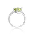 1.08 Ct Square Green Peridot and White Sapphire Prong Silver Solitaire Ring by Fine Color Jewels