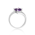 1.08 Ct Square Purple Amethyst and Mossanite Prong Silver Solitaire Princess cut Ring by Fine Color Jewels