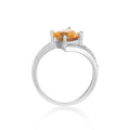 1.08 Ct Square Yellow Citrine and White Sapphire Prong Silver Star Solitaire Ring by Fine Color Jewels