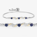 1.09 Ct Heart Blue Sapphire Prong Silver Bolo Adjustable Bracelet by Fine Color Jewels