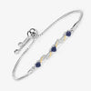 1.09 Ct Heart Blue Sapphire Prong Silver Bolo Adjustable Bracelet