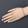 1.09 Ct Heart Blue Sapphire Prong Silver Bolo Adjustable Bracelet by Fine Color Jewels