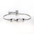 1.09 Ct Heart Blue Sapphire Prong Silver Bolo Adjustable Bracelet by Fine Color Jewels