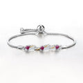 1.09 Ct Heart Pink Ruby Prong Silver Bolo Adjustable Bracelet by Fine Color Jewels