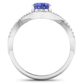 1.09 Ct Oval Violet Tanzanite Lab Diamond Prong 14k Gold Crossover Ring by Fine Color Jewels