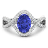1.09 Ct Oval Violet Tanzanite Lab Diamond Prong 14k Gold Crossover Ring